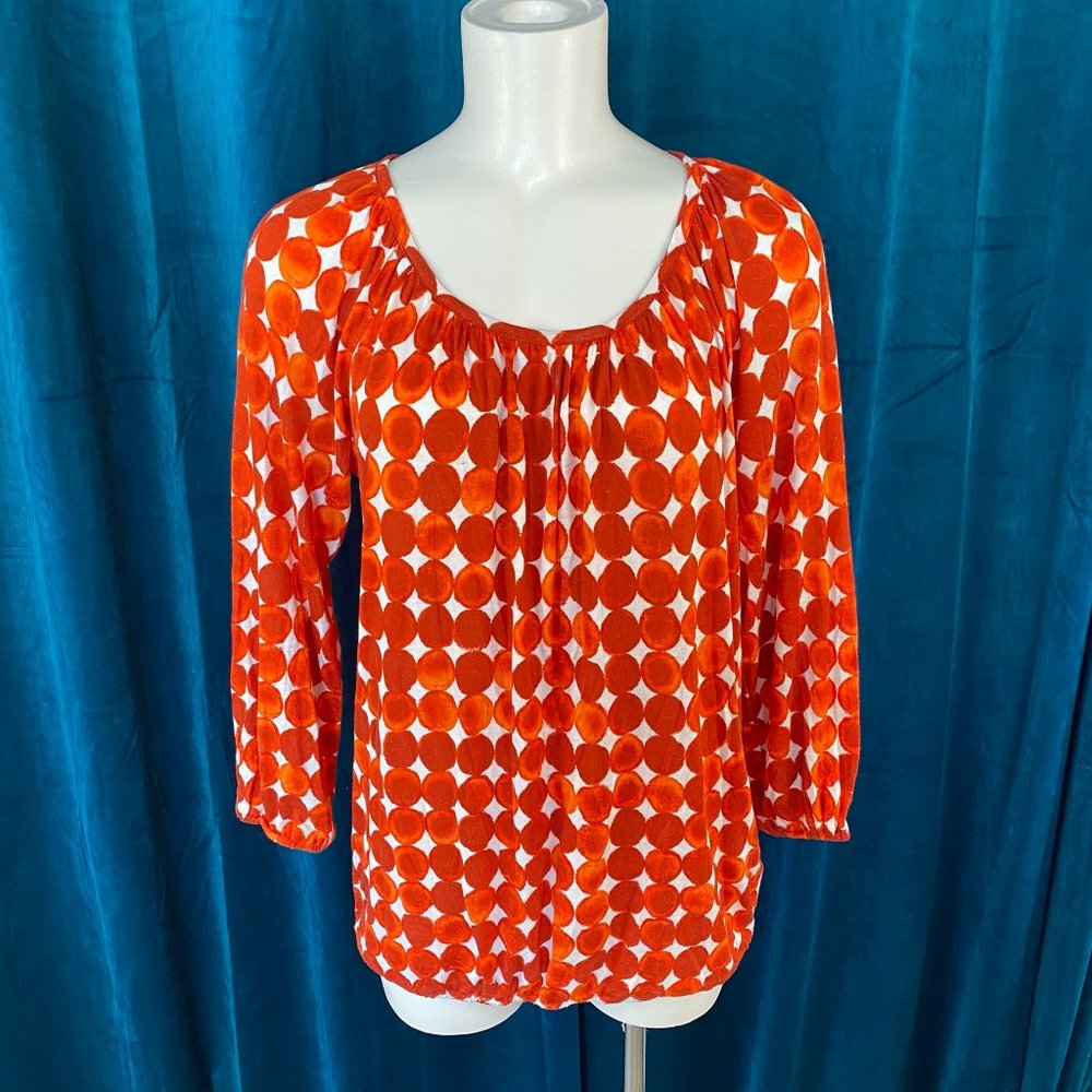 Michael Kors Viscose Polka Peasant Top Blouse